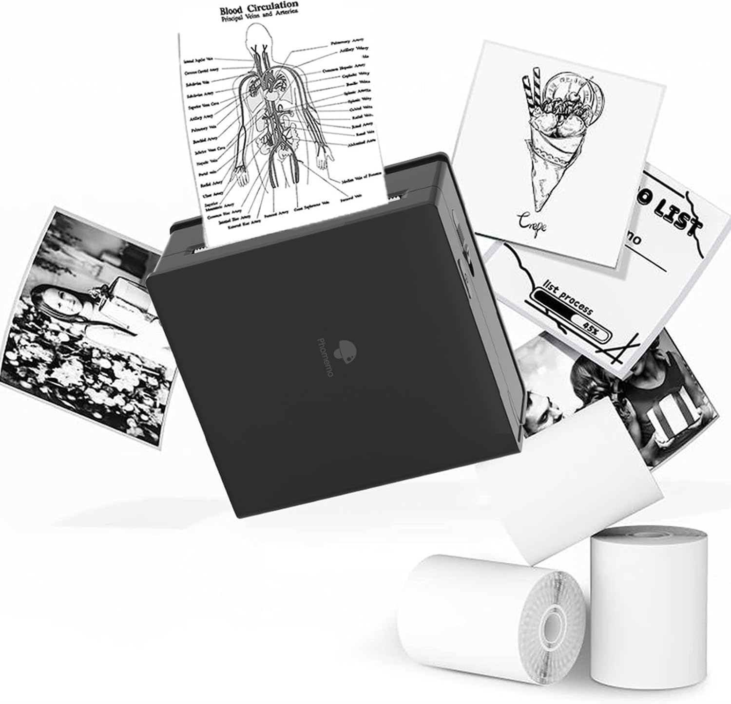 Portable Bluetooth Sticker Printer + 3 Paper Rolls