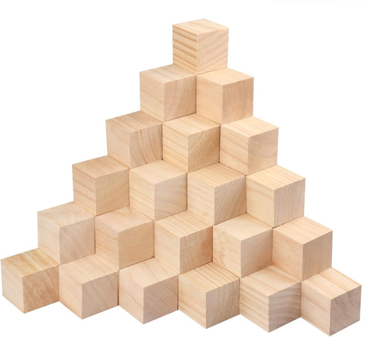 60 Packs Wooden Blocks for Crafts - 2 Inch Pine Wood Cubes