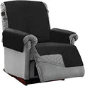 Sofa Shield Recliner Slip Cover 28 in Seat - Black Gray Reversible