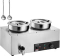 Electric Soup Warmer Dual 7.4QT Stainless Steel Pot - Buffet Ready