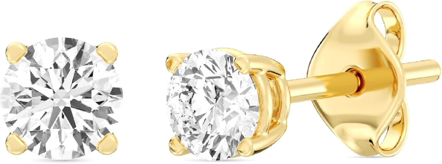 Gilded Lab-Grown Diamond Stud Earrings for Women in Silver