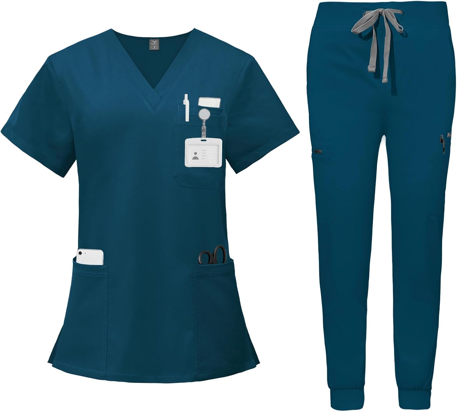VIAOLI Women's V-Neck Scrub Set for Comfort and Style