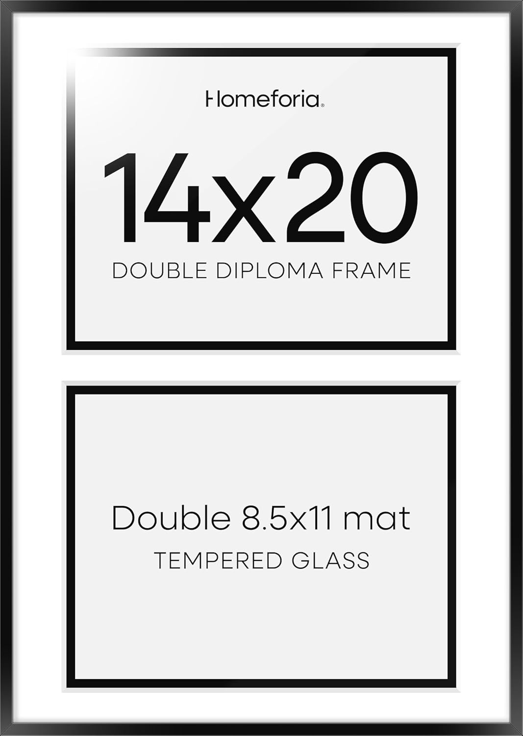 Homeforia 14x20 Double Diploma Frame for Two 8.5x11 Diplomas