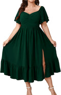 SCOMCHIC Plus Size Sweetheart Neckline Ruffle Maxi Dress - Elegant