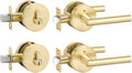 goldenwarm Exterior Gold Door Handle with Deadbolt - Brushed Gold Set