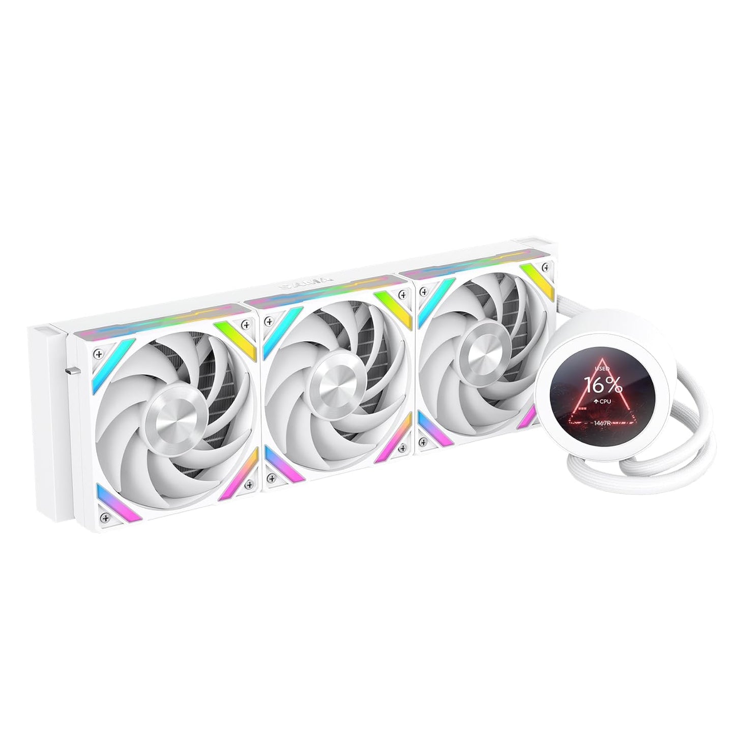 SAMA Q70 White CPU Liquid Cooler with LCD Display and Fans