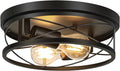 Farmhouse Lights Black Industrial Flush Mount Ceiling Light - 2-Light
