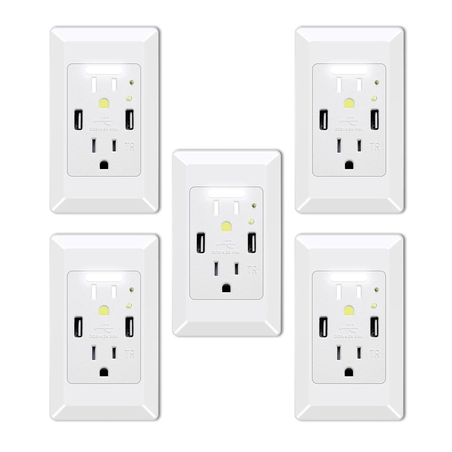 Greencycle USB Outlet with Nightlight and Dual 4.2A Ports