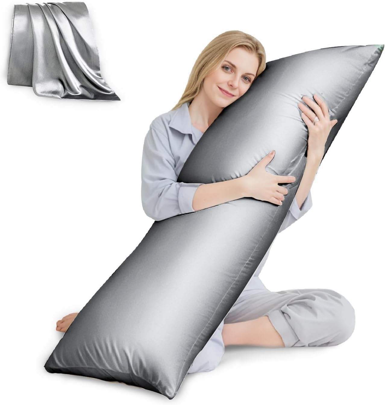 Cooling Body Pillow with Satin Pillowcase for Ultimate Comfort