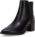 Coutgo Womens Pointed Toe Ankle Boots - Chunky Block Mid Heel