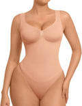 FeelinGirl Shapewear Bodysuit Tummy Control Thong Seamless V Neck