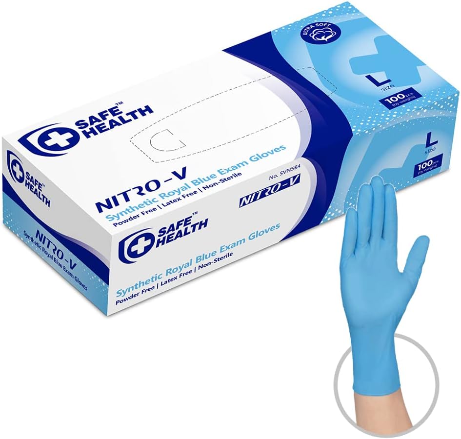 Latex-Free Nitrile-Vinyl Exam Gloves, Box of 100