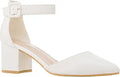 ILLUDE Womens Pointy Closed Toe Pump Ankle Strap Chunky Low Block