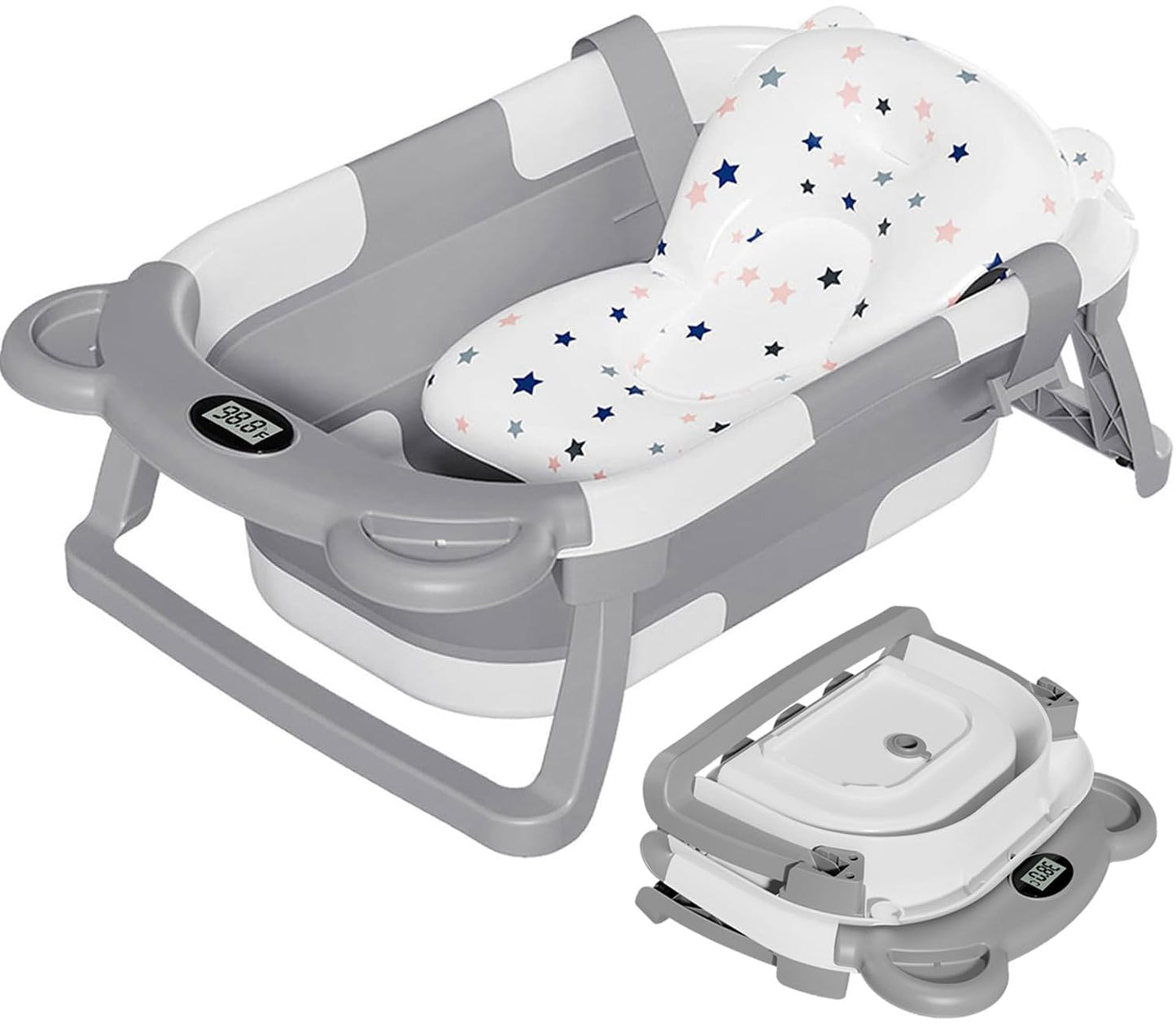 TPN Collapsible Baby Bathtub with Thermometer & Cushion