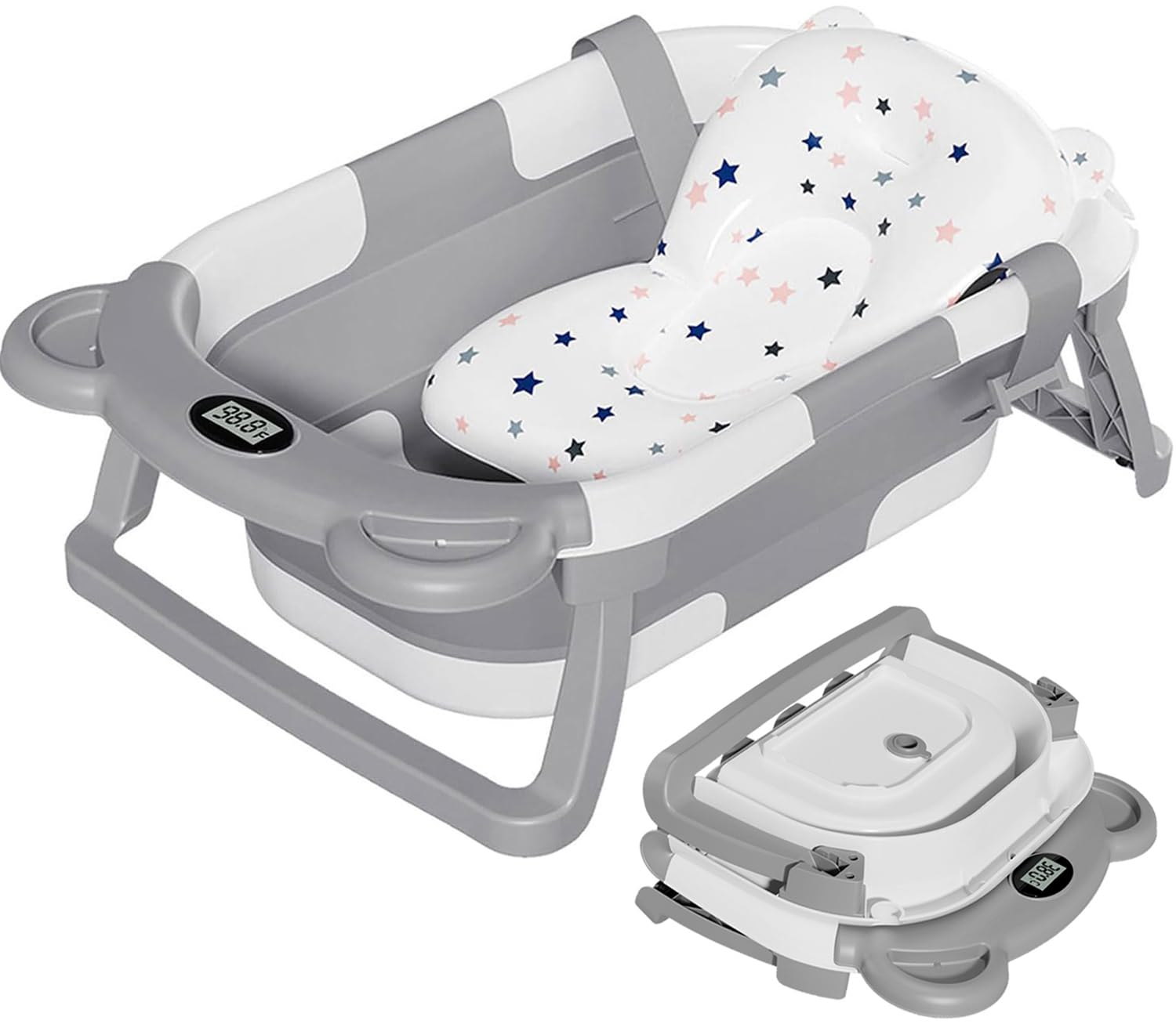 TPN Collapsible Baby Bathtub with Thermometer & Cushion