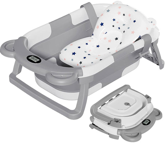 TPN Collapsible Baby Bathtub with Thermometer & Cushion