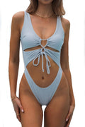 Women's Sexy Cutout Lace Up Backless High Cut Monokini - Cheeky Fit