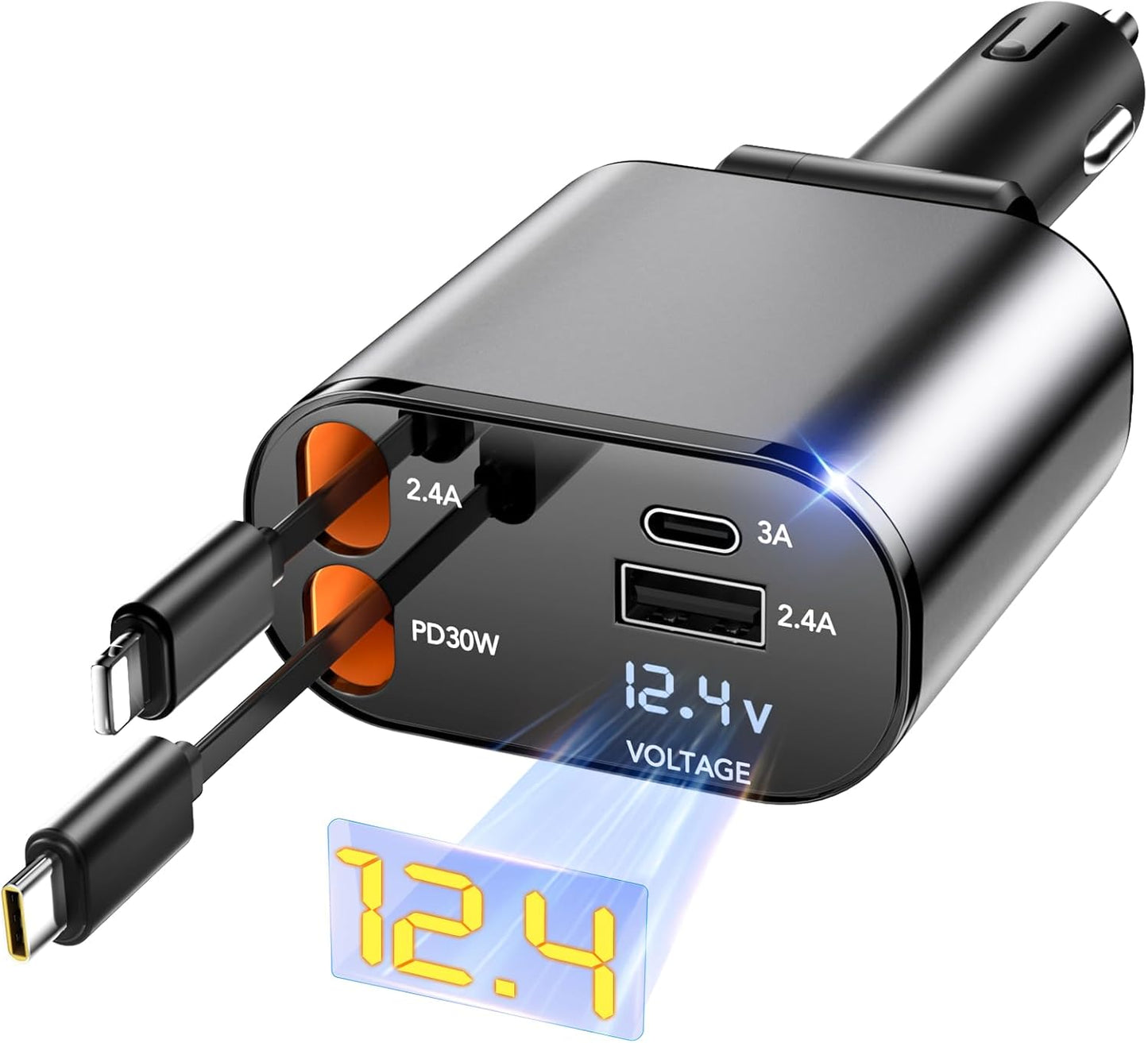 Fast 66W Retractable Car Charger by EloBeth