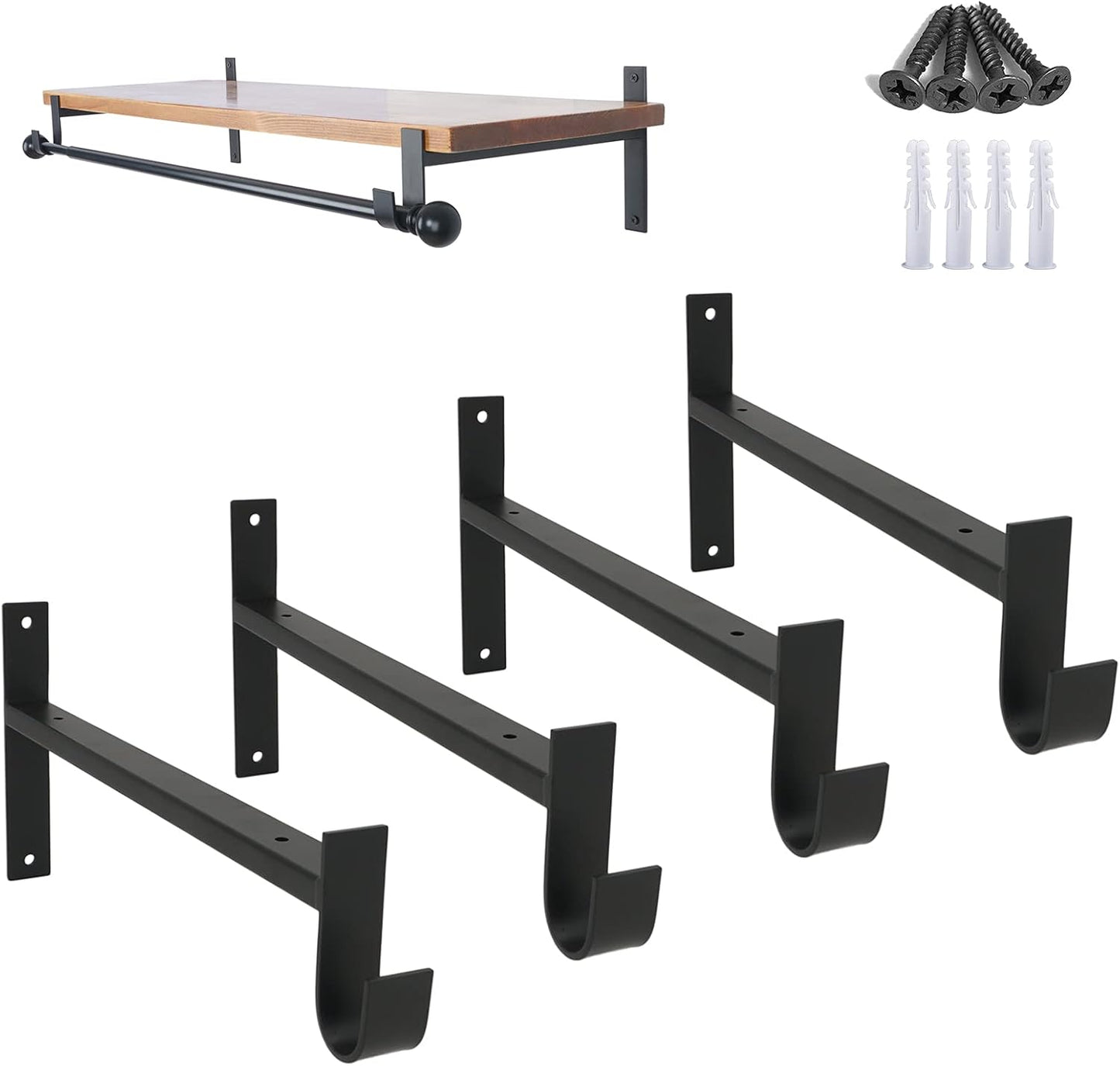 Heavy Duty Closet Rod Bracket for 12 Inch Shelves and Rods