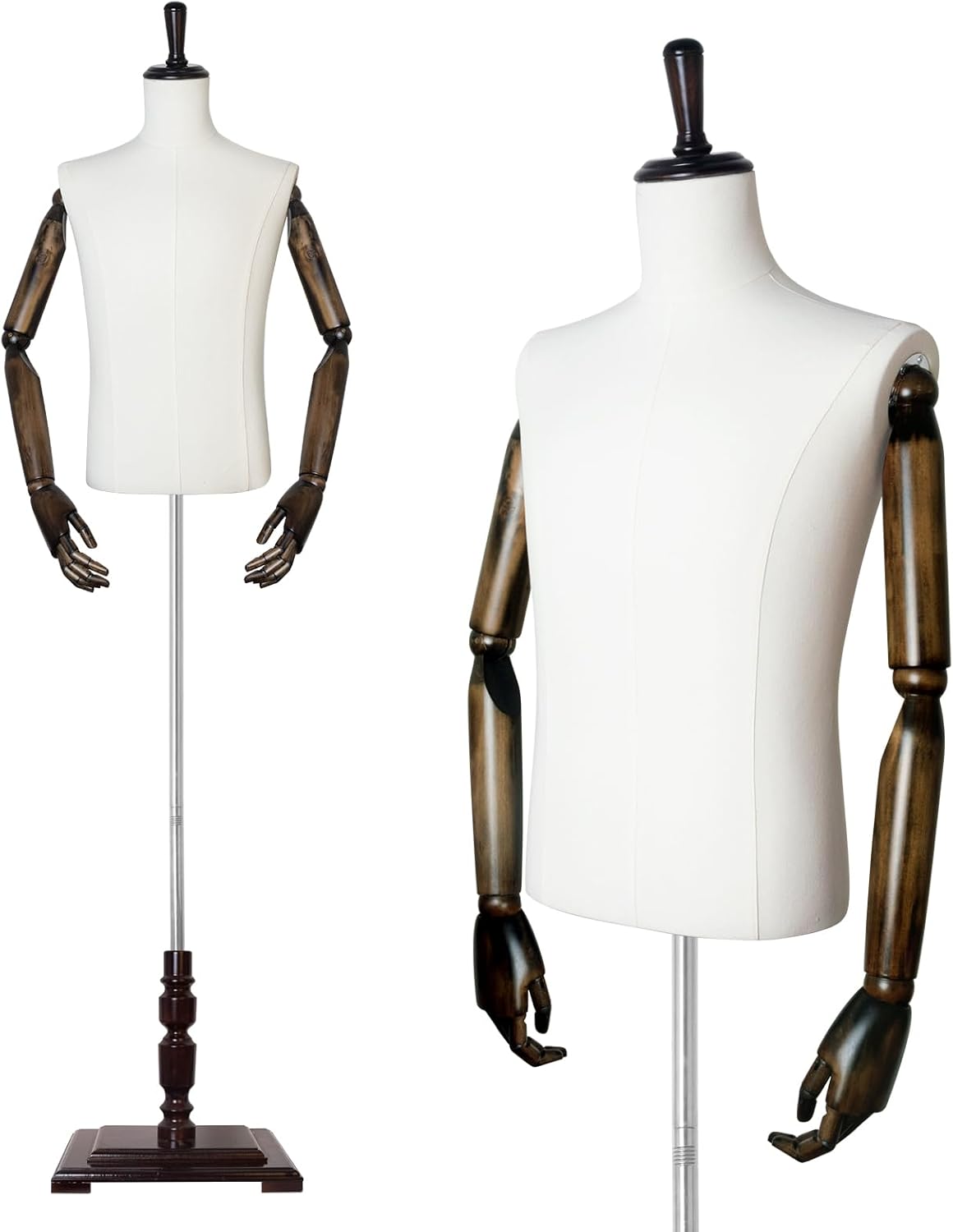Male Mannequin Torso Dress Form with Adjustable Height and Arms