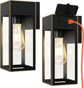 2 Pack Porch Lights Outdoor Wall Sconce with GFCI Outlet - Modern