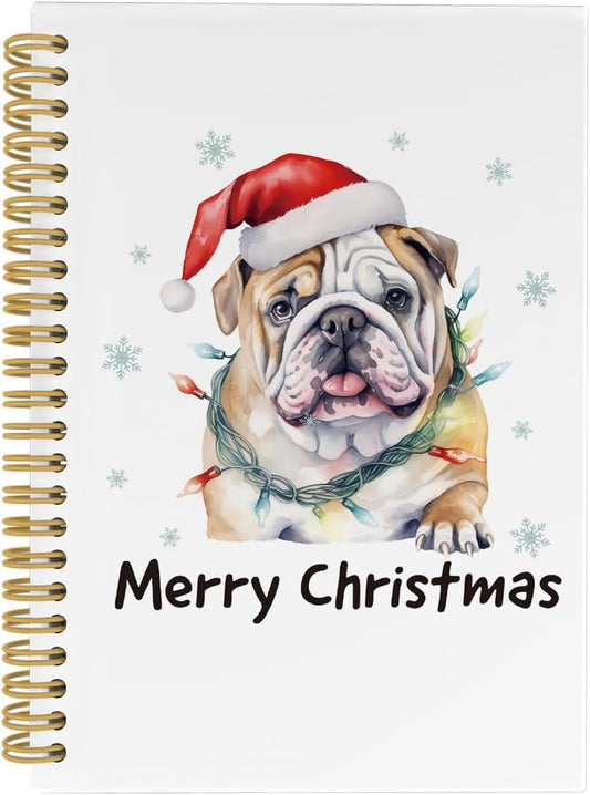 Christmas Dog Notebook for Women - 164pgs English Bulldog Design