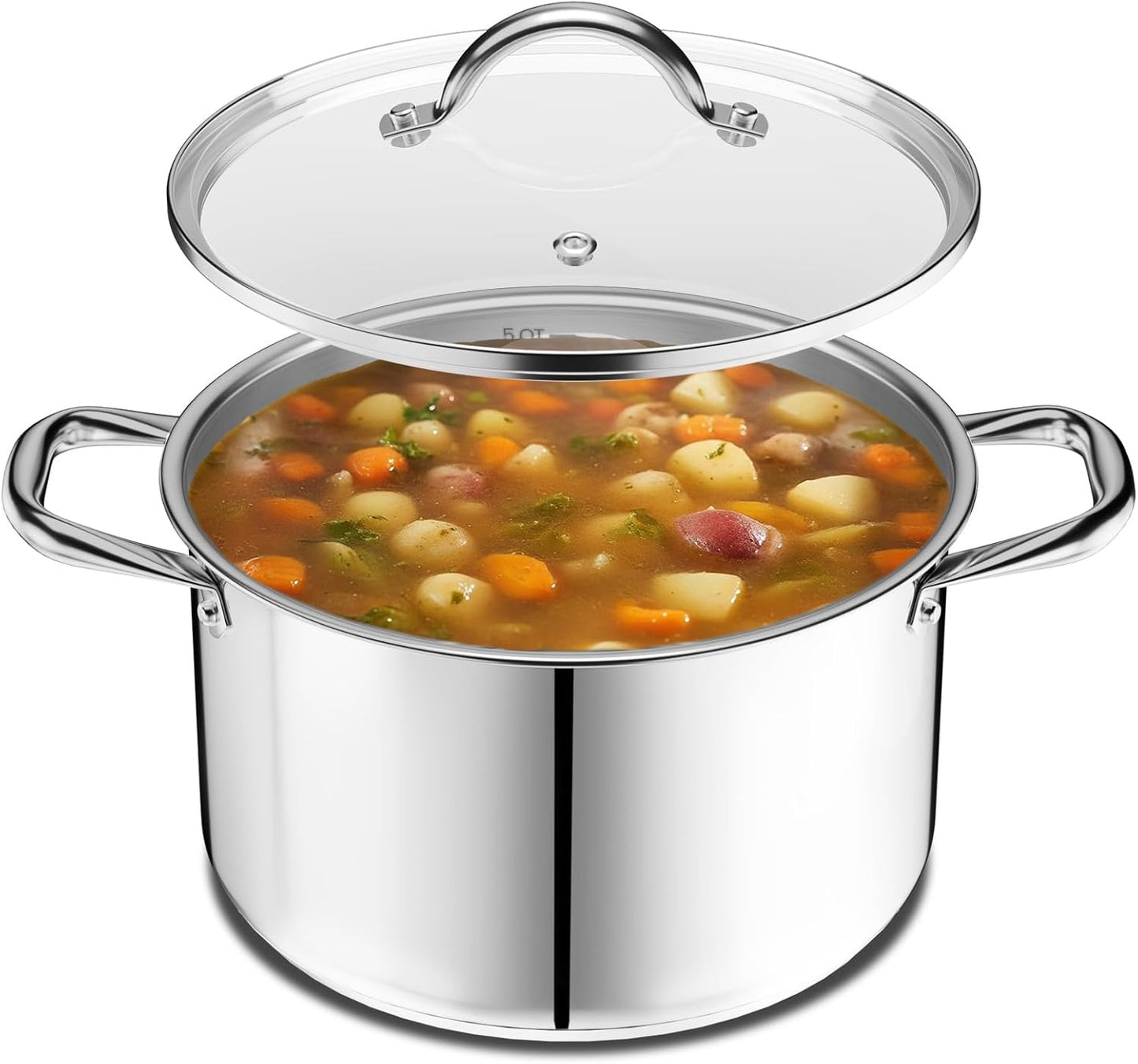 Stainless Steel Stockpot with Tempered Glass Lid for Cooking