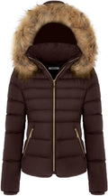 Womens Fur Hooded Thickened Jacket with Fleece Lining - Warm Winter