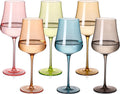 Colored Wine Glasses Set of 6 18oz Hand Blown - Colorful Gift