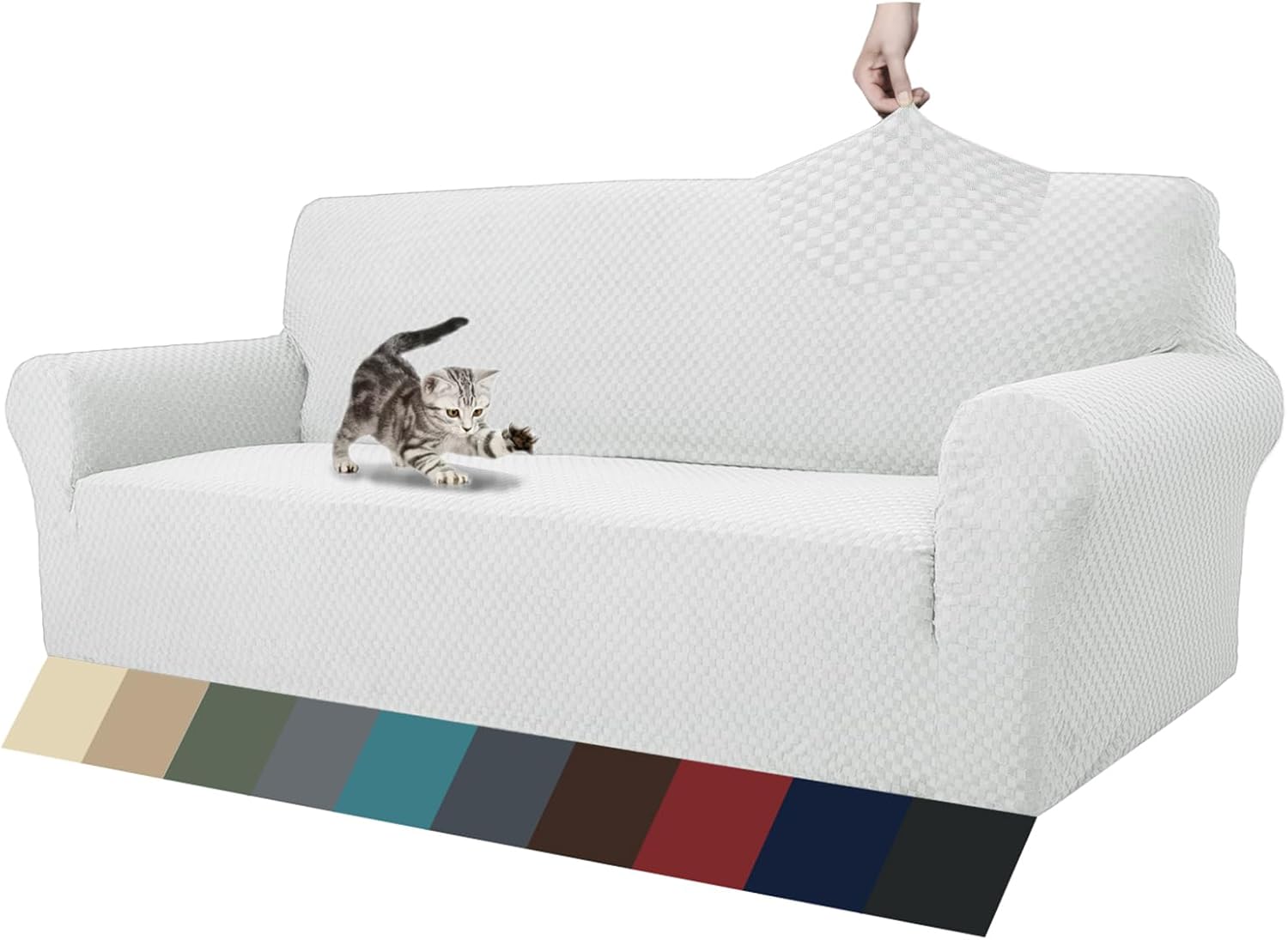 High Stretch Jacquard Couch Covers for 3 Cushion Sofa Protection