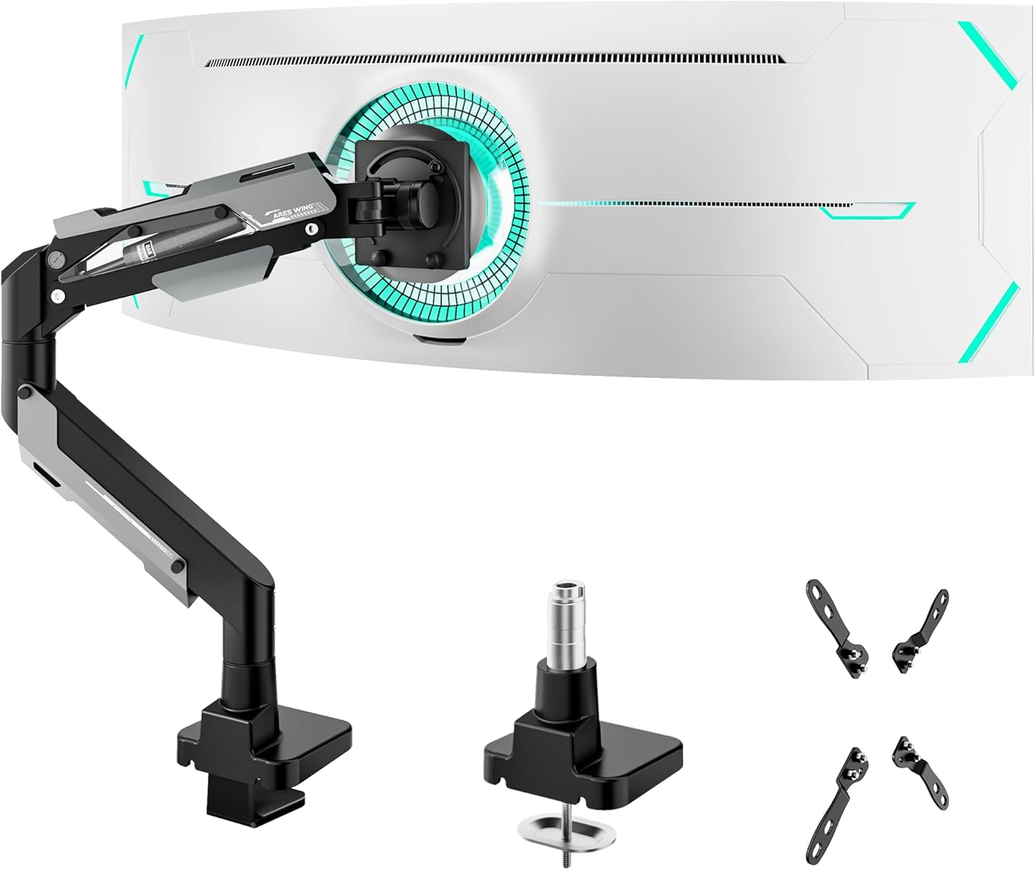 ARES WING Heavy Duty Monitor Arm for Ultrawide Screens Up to 66 lbs