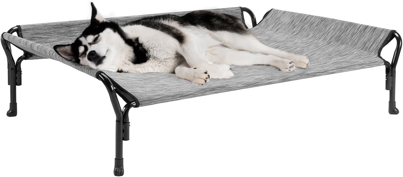 Veehoo Cooling Elevated Dog Bed for Large Dogs with Guardrail