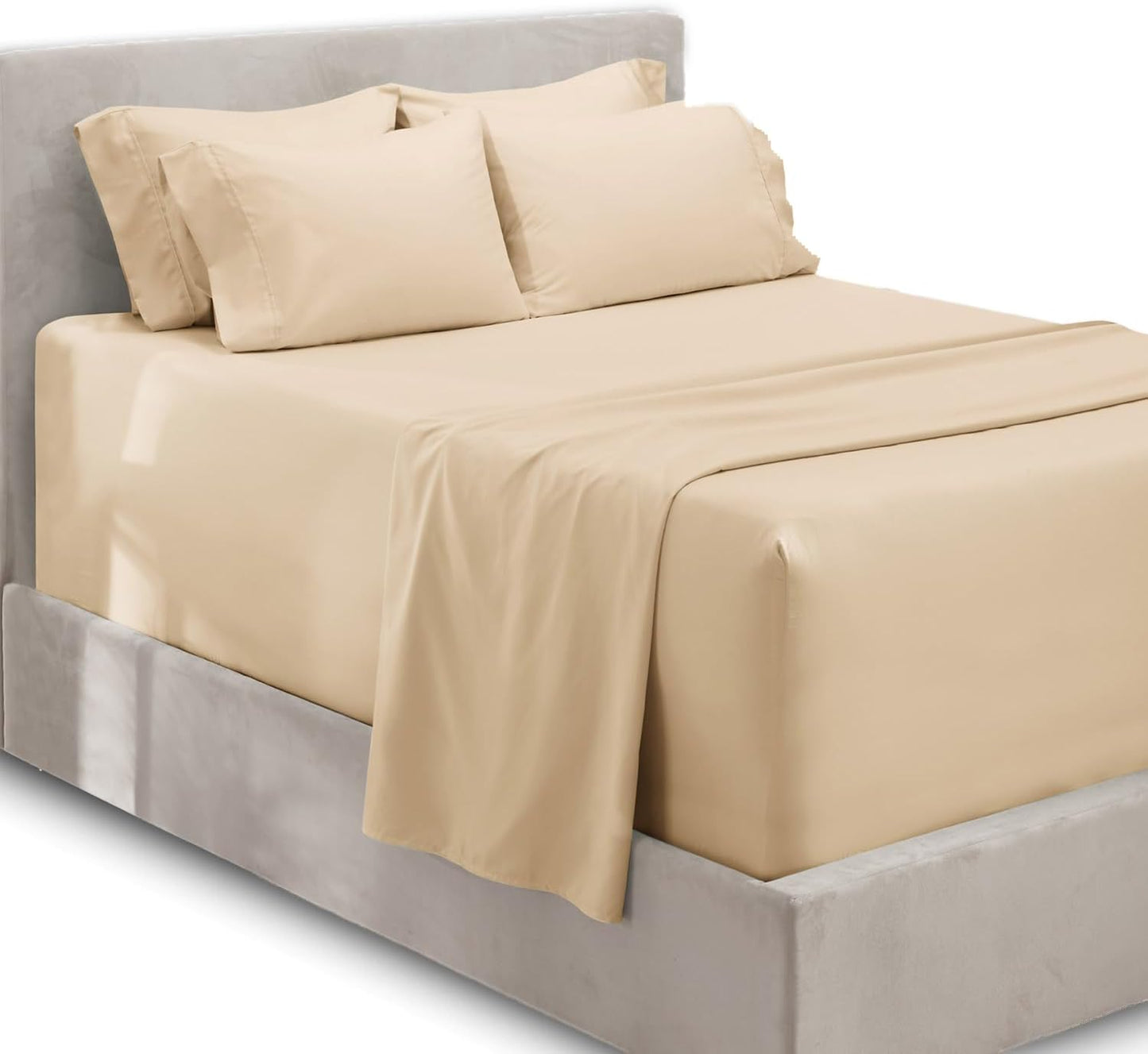 Luxury Soft 6 Piece Bed Sheet Set for Split King Size Comfort