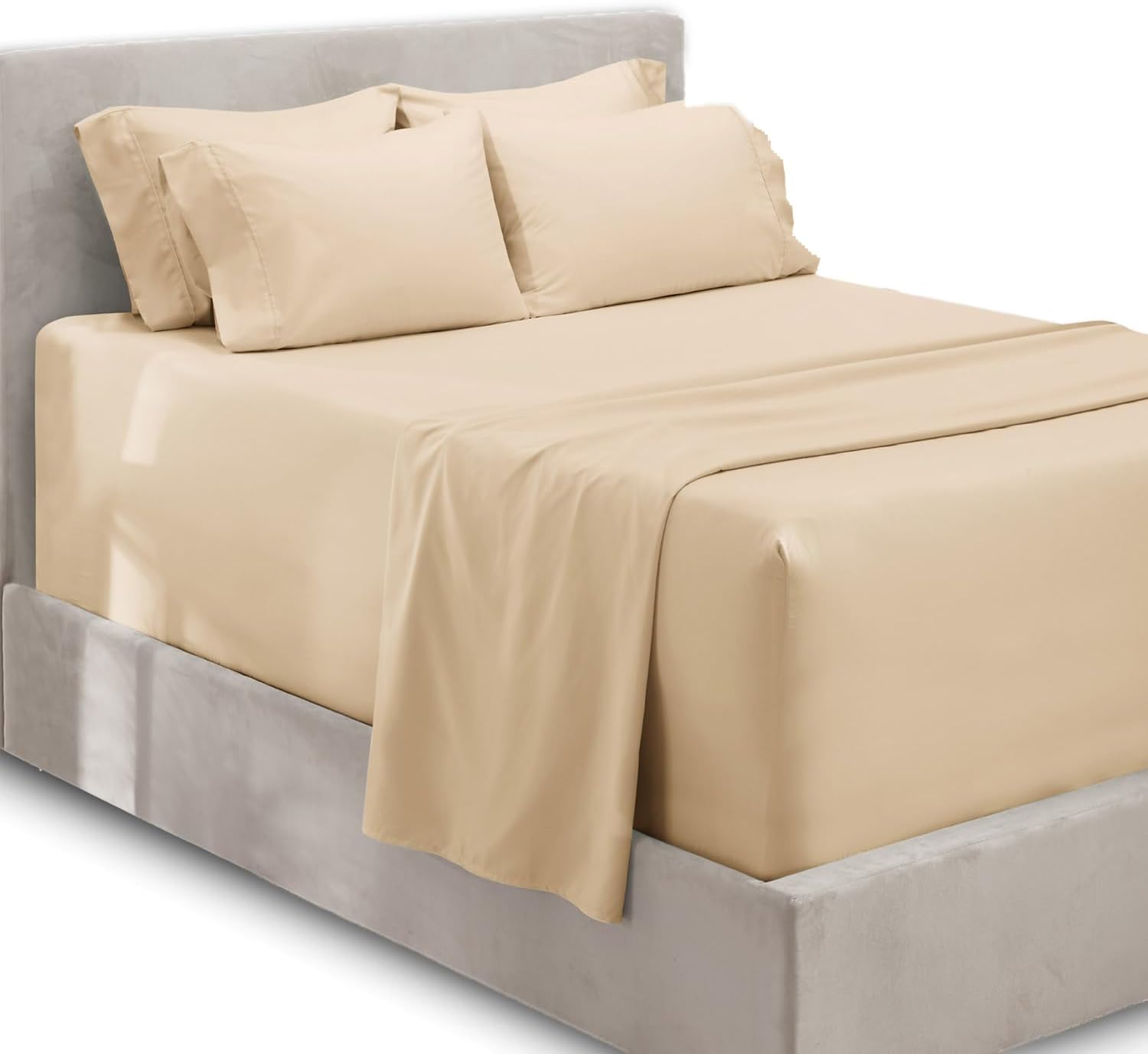 Luxury Soft 6 Piece Bed Sheet Set for Split King Size Comfort