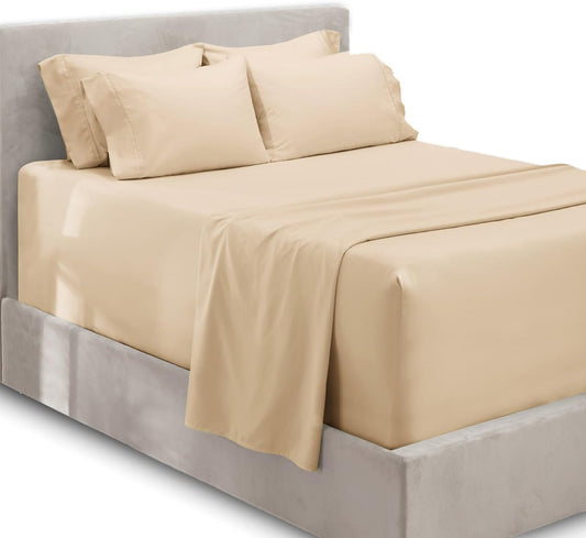 Luxury Soft 6 Piece Bed Sheet Set with Extra Deep Pockets
