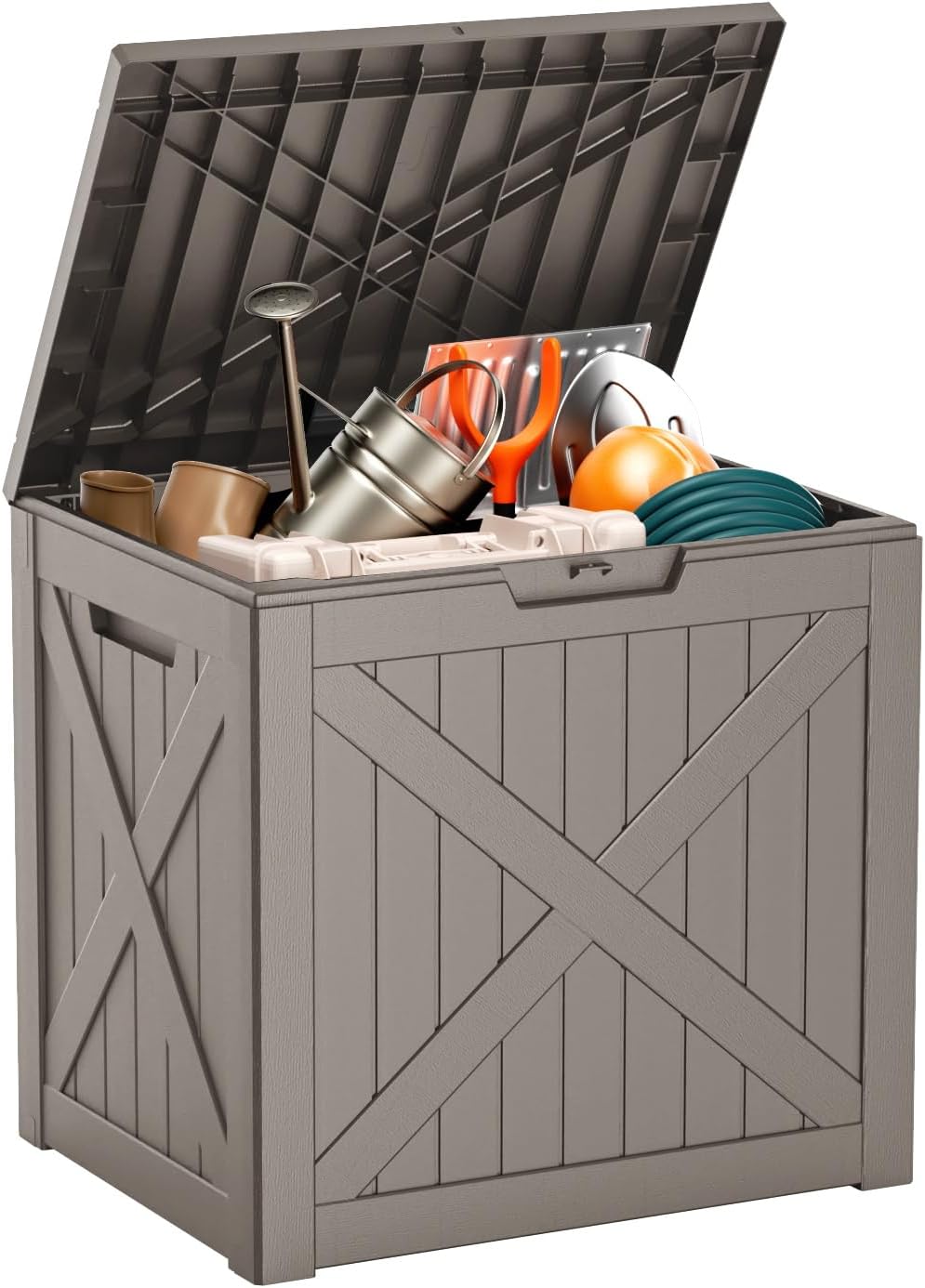 ROJIK 35 Gallon Outdoor Storage Box for Garden Tools and More