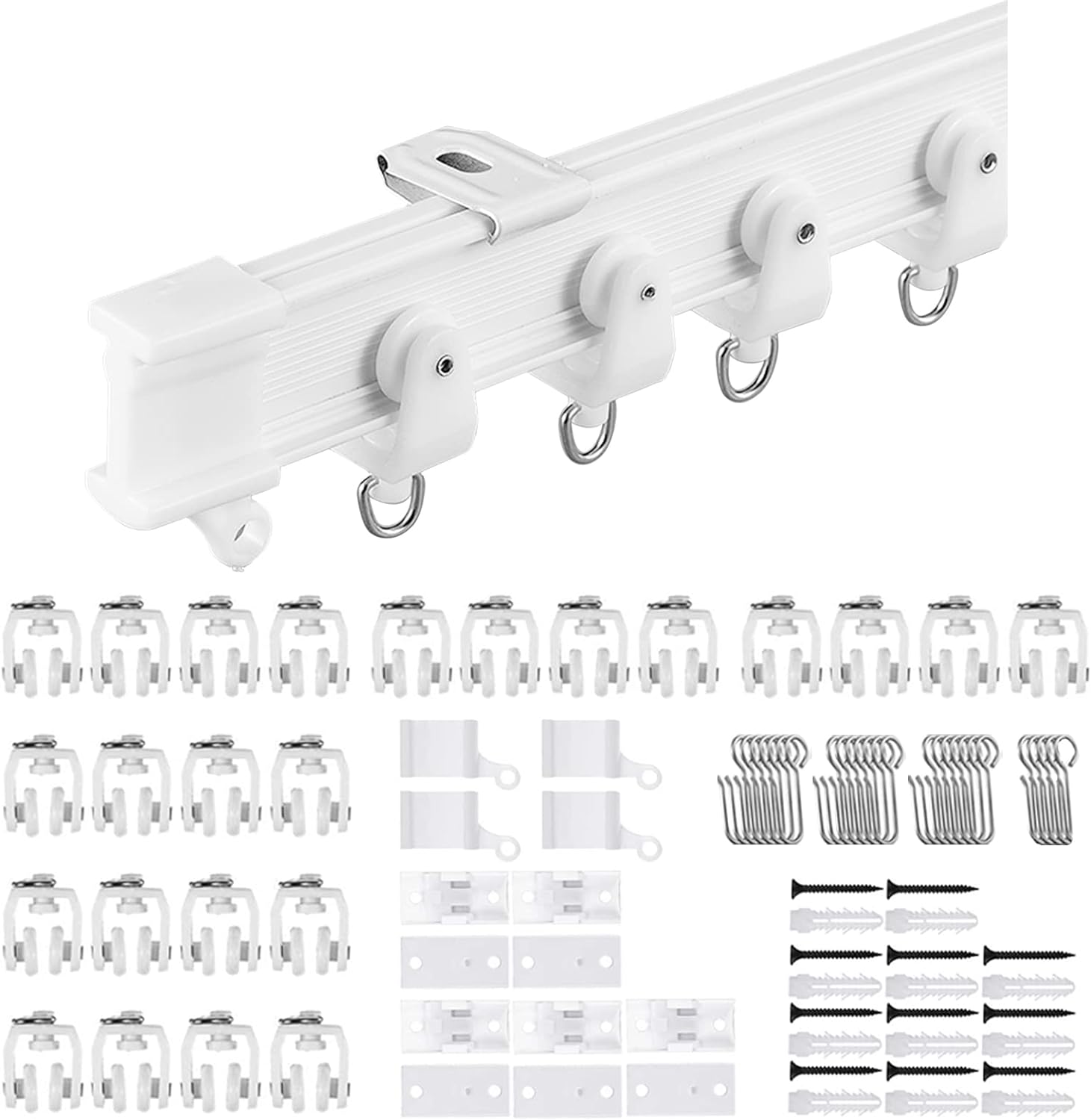 9.8ft Flexible Curved Curtain Track | Silent Rollers | Bendable Mount