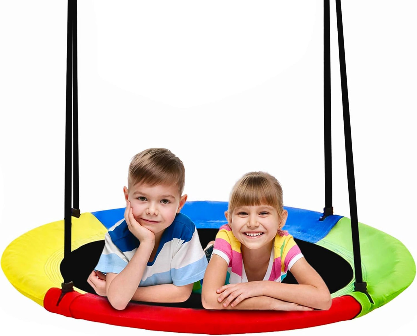 40 Inch Saucer Tree Swing for Kids - Rainbow Outdoor Fun