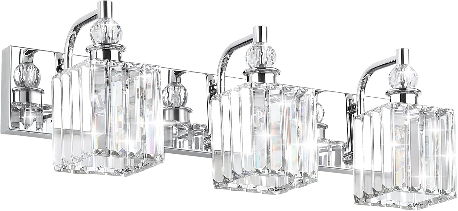 Modern Crystal Vanity Light 3 Light 24in for Bathroom Wall