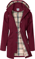 SaphiRose Women's Long Hooded Rain Jacket - Water-Resistant Polyester