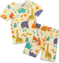 Bamboo Viscose Toddler Animal Pajamas Short Sleeve Set - Cool Summer