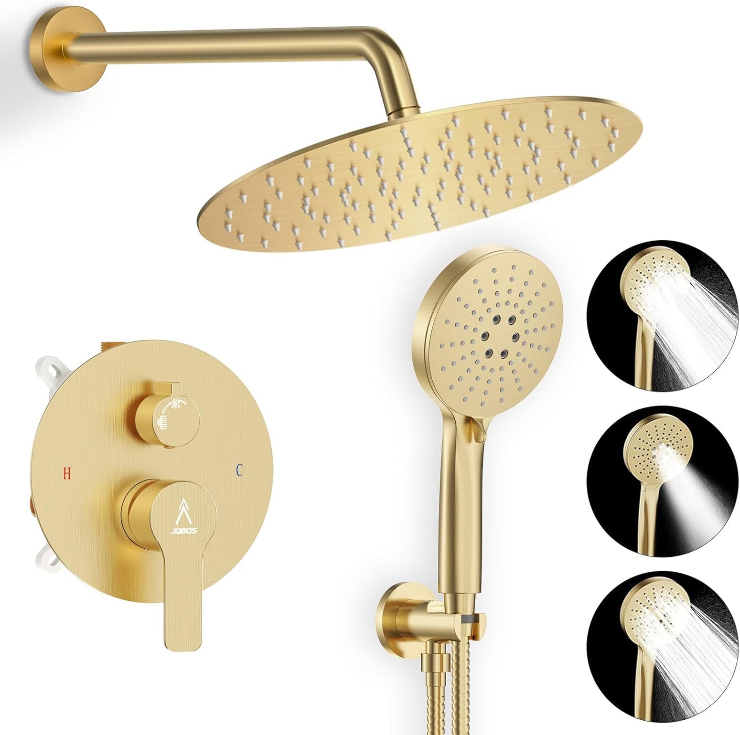 Shower Faucet Set Brass with Rainfall Head and Handheld Options