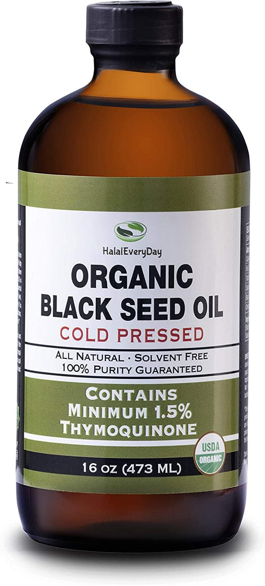 Organic Black Seed Oil - 3X Strength Cold Pressed 32oz Bottle
