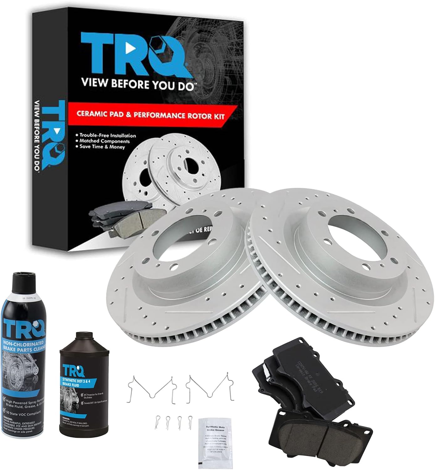 TRQ Front Performance Brake Pad & Rotor Kit for Lexus GX460