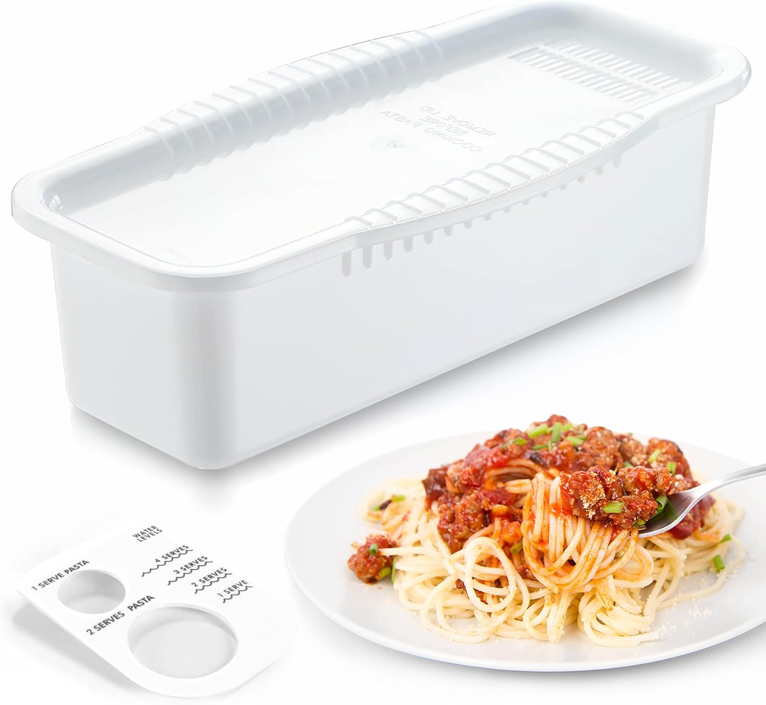 MUXTUNT Microwave Pasta Cooker - Measure Pasta Easily