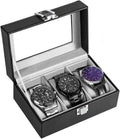 Watch Box 3-Slot Watch Display Organizer - Clear Glass Lid