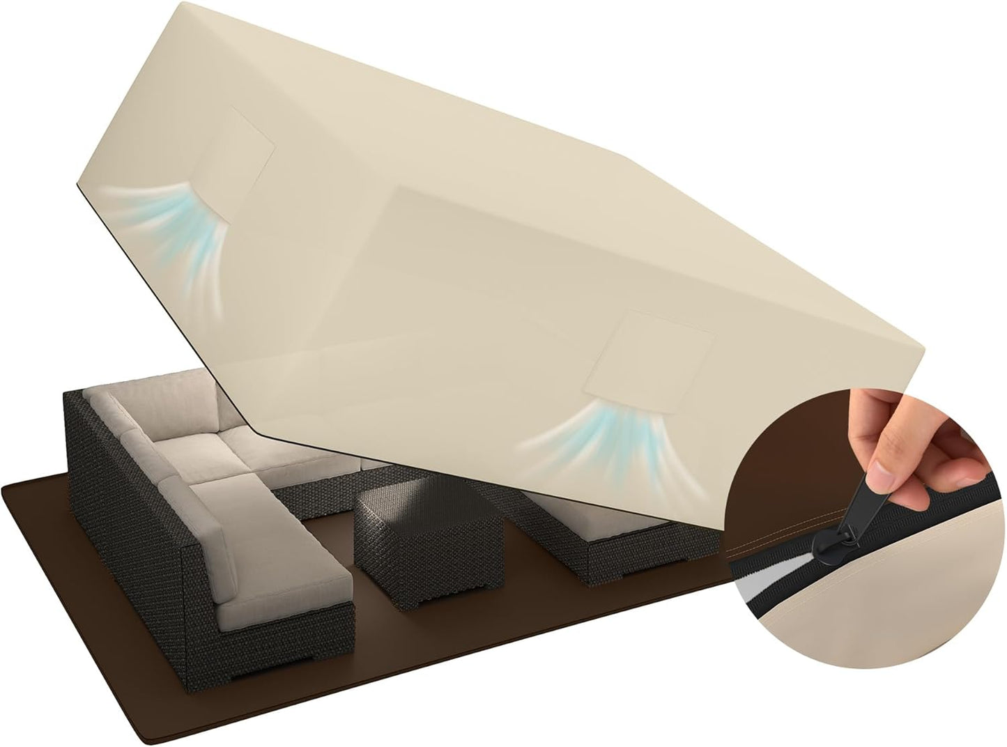 HDCAXKJ Waterproof Outdoor Furniture Cover for Sectional Sofa