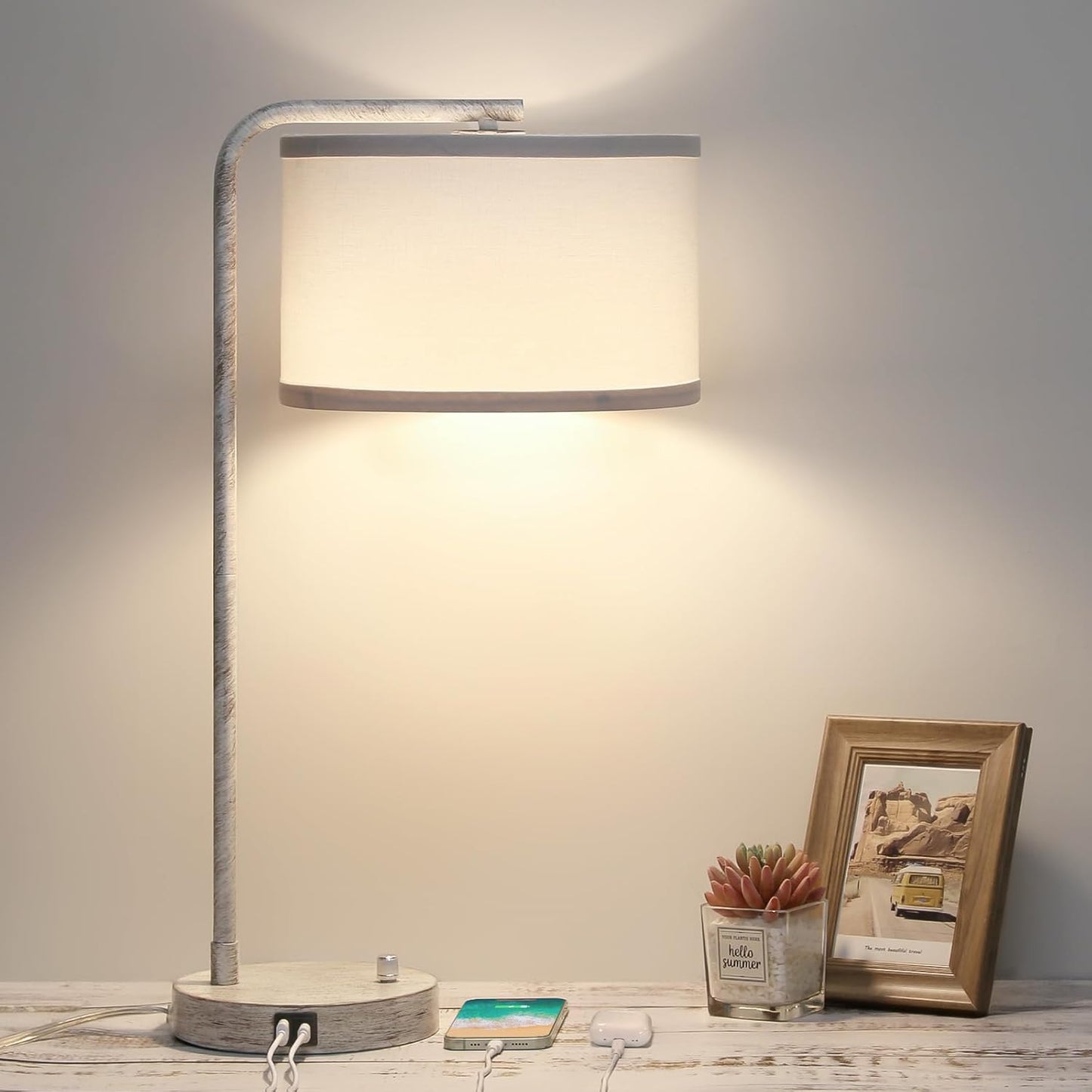 Dimmable Bedside Table Lamp with USB Charging Ports for Home