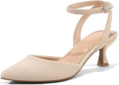 mysoft Women's Pumps Shoes with Ankle Strap and Kitten Heels