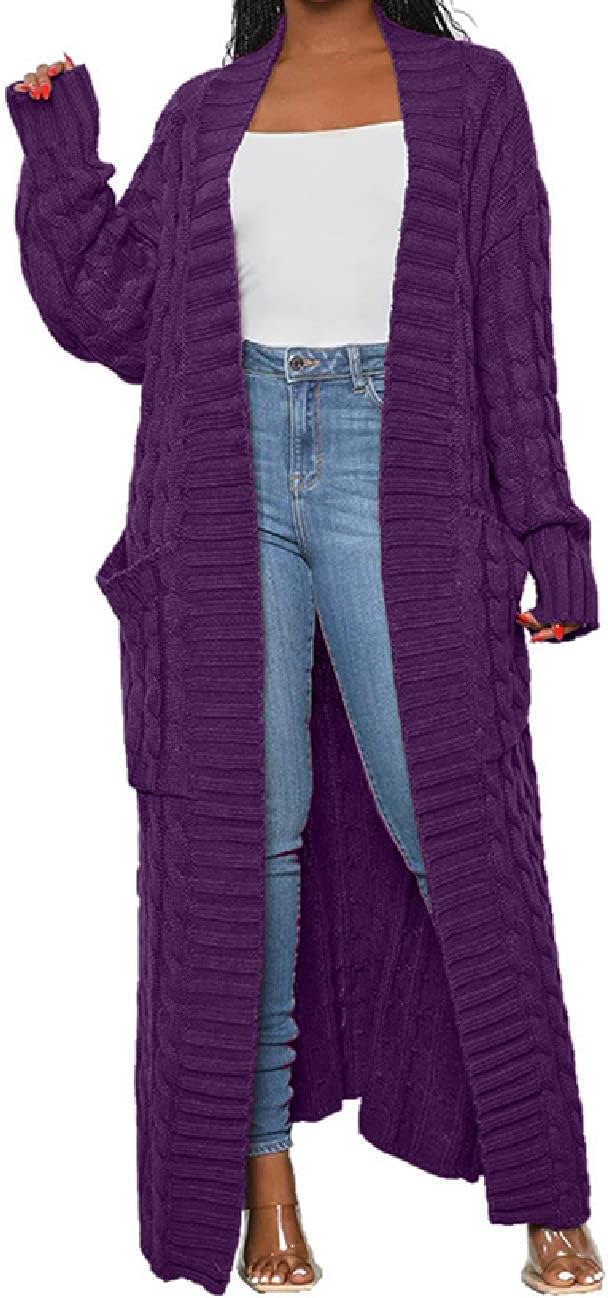 Womens Stylish Cable Knit Dual Chunky Cardigan with Pockets